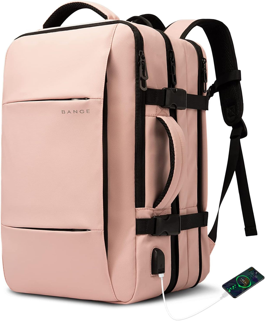 Expandable 26–45L Waterproof Travel Backpack with Laptop Sleeve & Duffle Carry