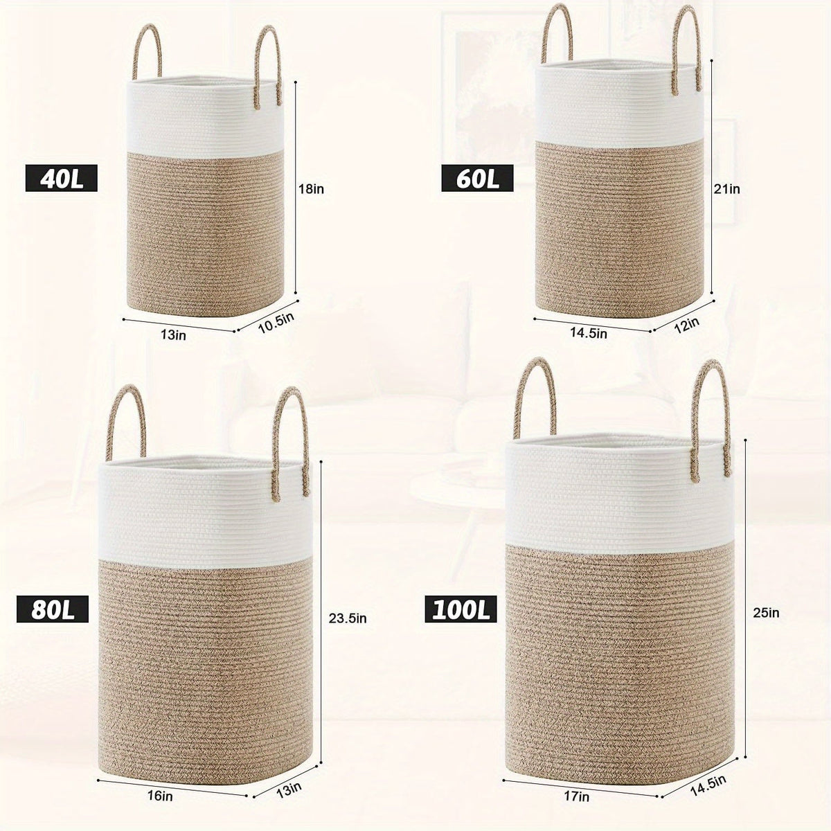 Extra Large Woven Laundry Basket - Space for All Your Things, Durable and Practical