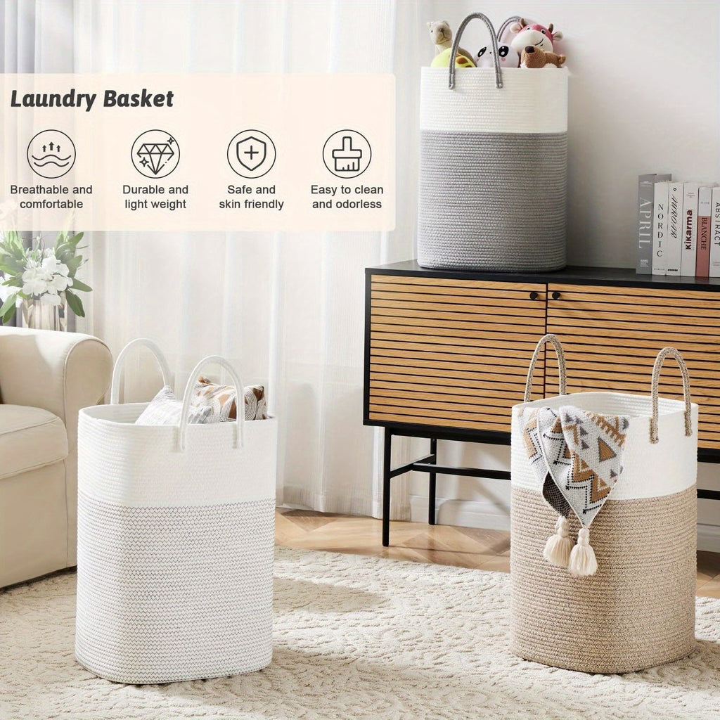 Extra Large Woven Laundry Basket - Space for All Your Things, Durable and Practical