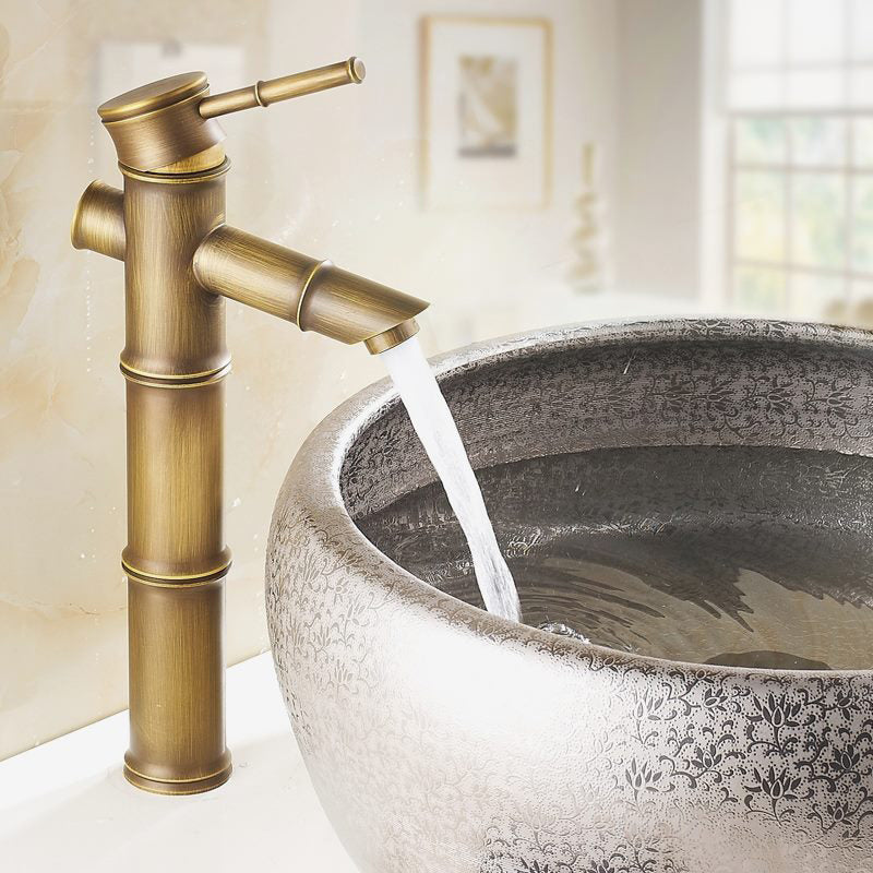 Farmhouse single-handle bathroom faucet in brass