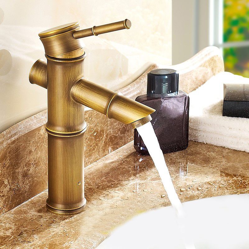Farmhouse single-handle bathroom faucet in brass