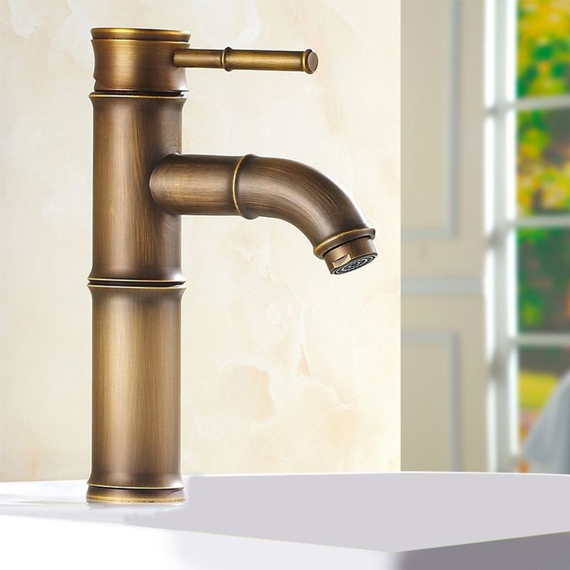 Farmhouse single-handle bathroom faucet in brass
