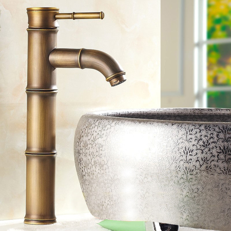 Farmhouse single-handle bathroom faucet in brass