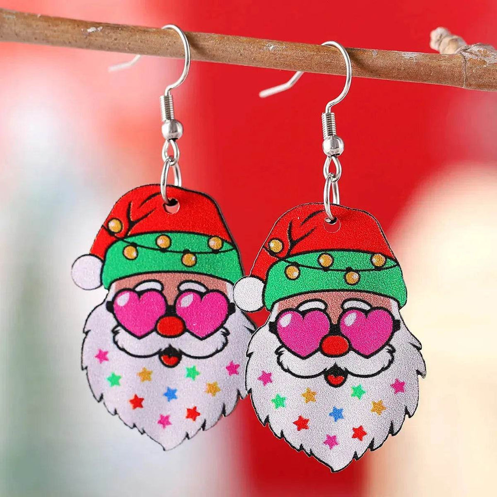 Festive Santa Claus Wooden Earrings – Fun Christmas Dangle Earrings