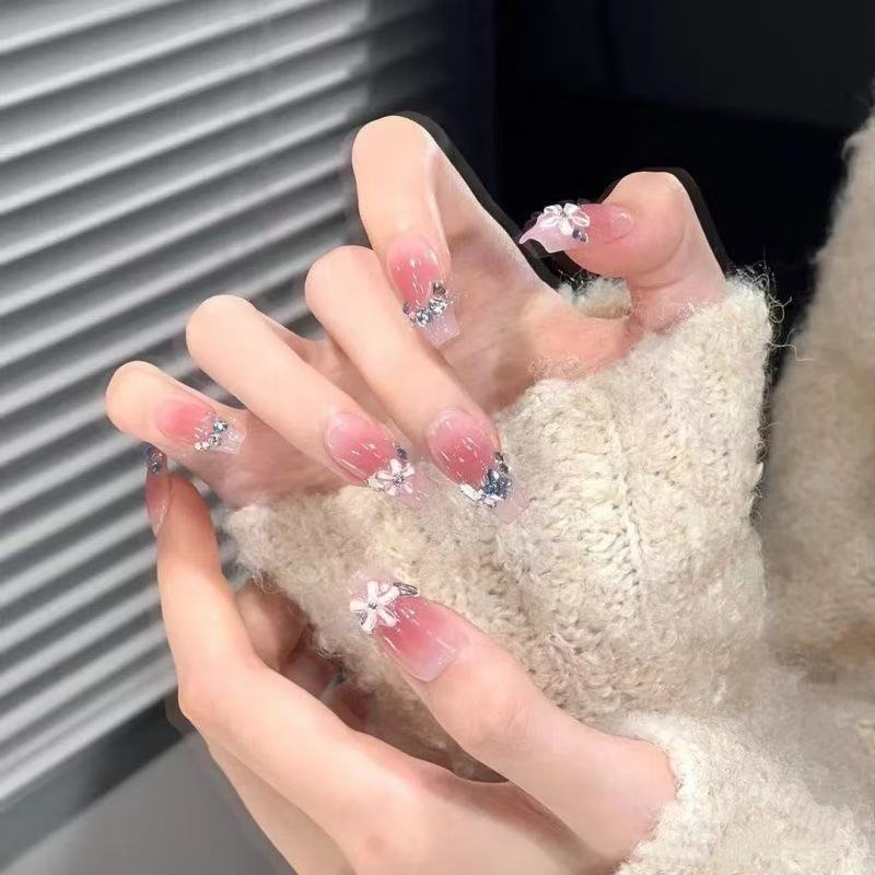Floral Acrylic Press-On Nail Set