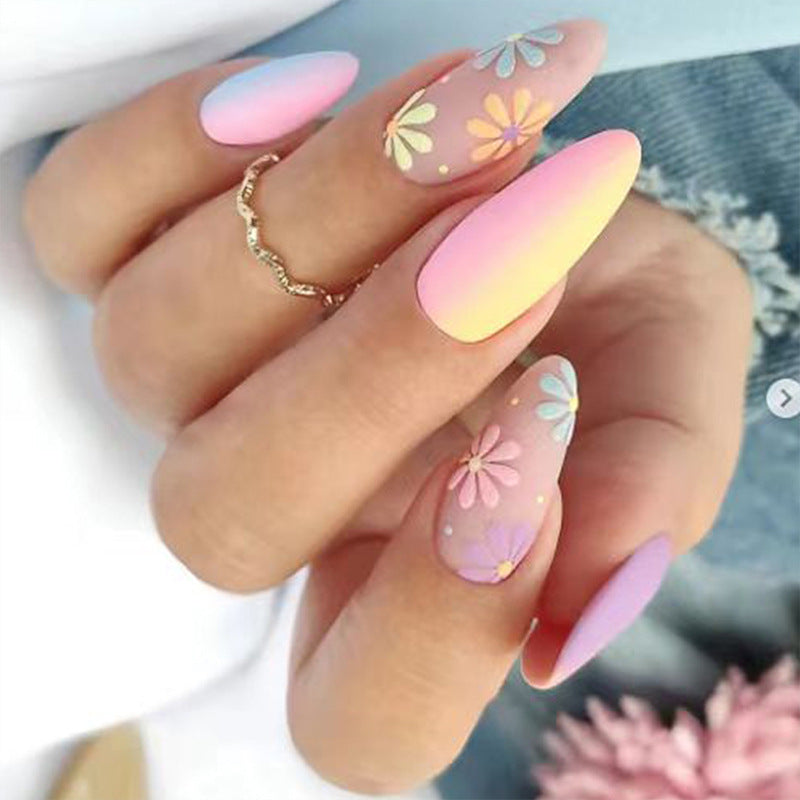 Floral Pattern Artificial Nail Extensions