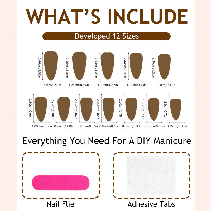 Floral Press-On Nail Set with Adhesive Strips