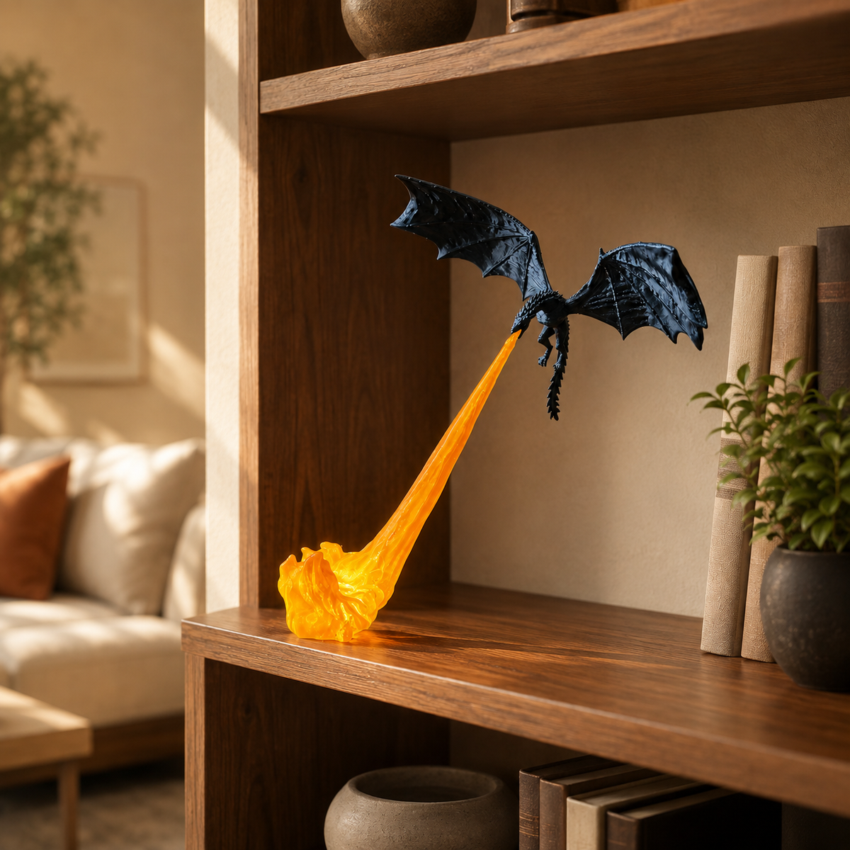Flying Dragon Flame Decoration, illuminated fire effect, fantasy rooms