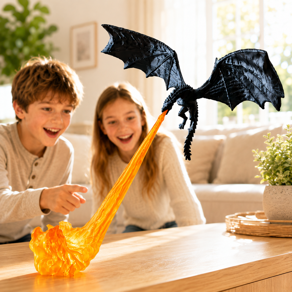 Flying Dragon Flame Decoration, illuminated fire effect, fantasy rooms