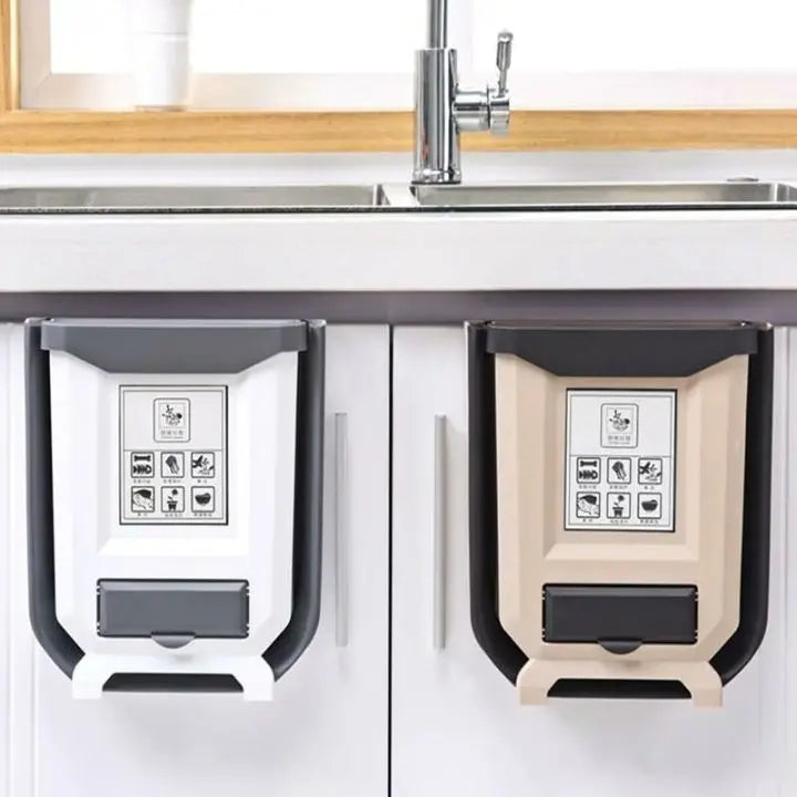 Foldable Kitchen Trash Can – Space-Saving Cabinet Door Organizer