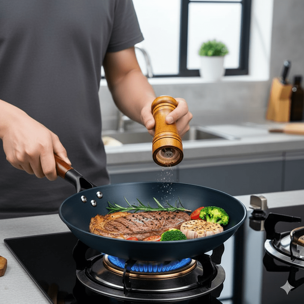 ForgeVerra Premium Cast Iron Skillet – Non-stick frying pan for healthy, even cooking