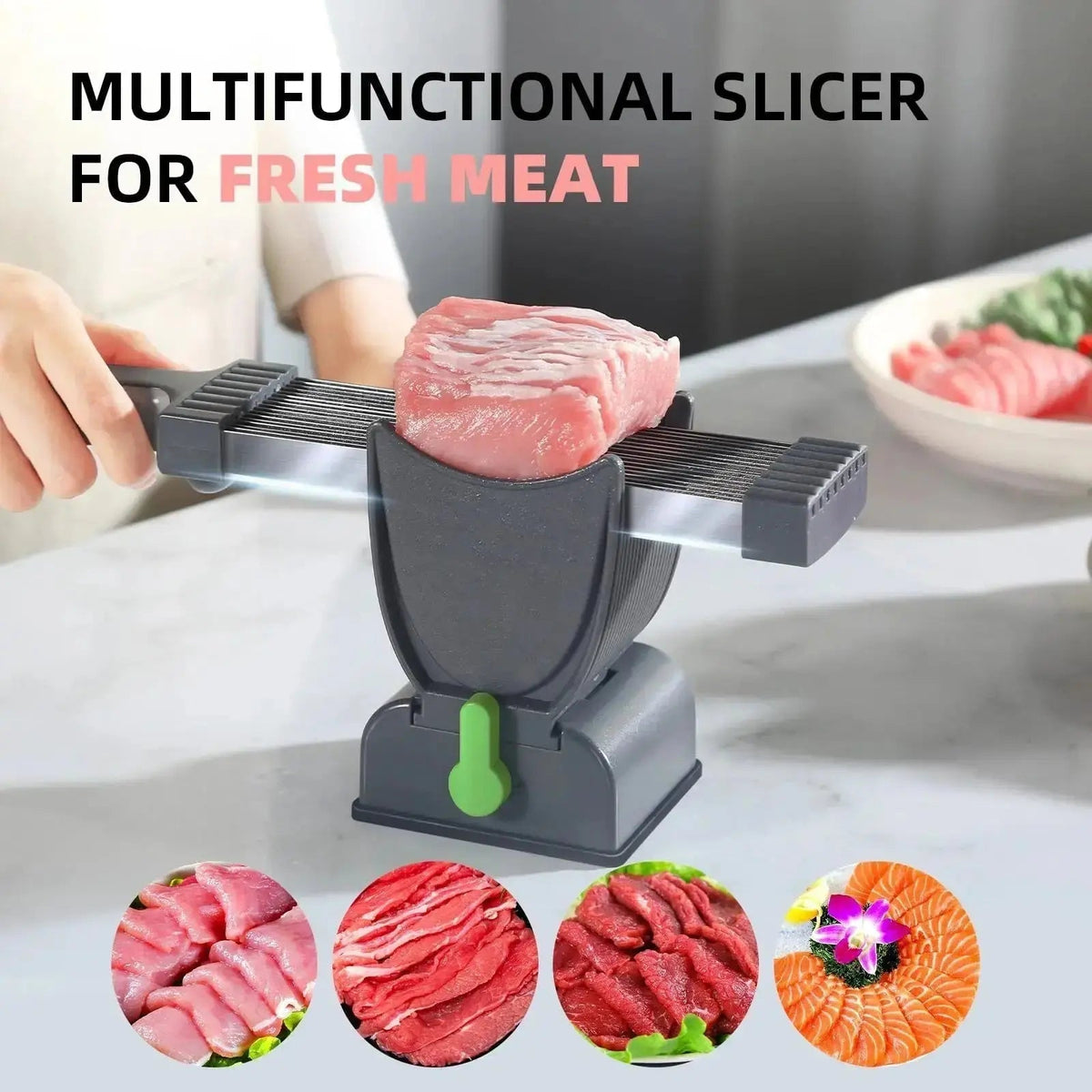 Fresh Meat Slicer with Adjustable Thickness