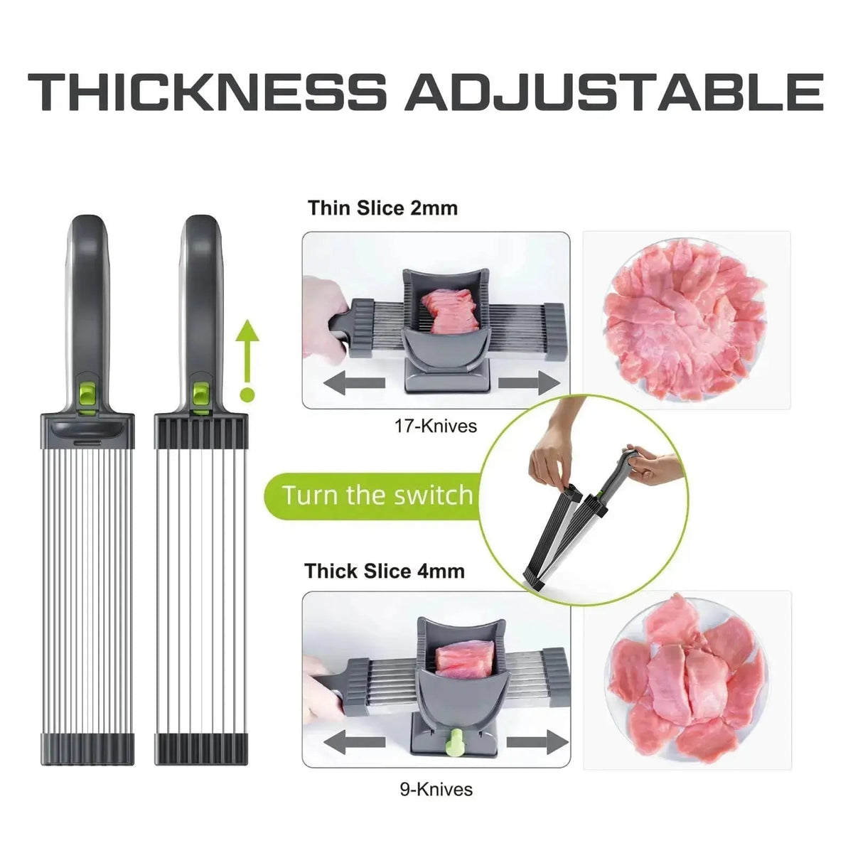 Fresh Meat Slicer with Adjustable Thickness
