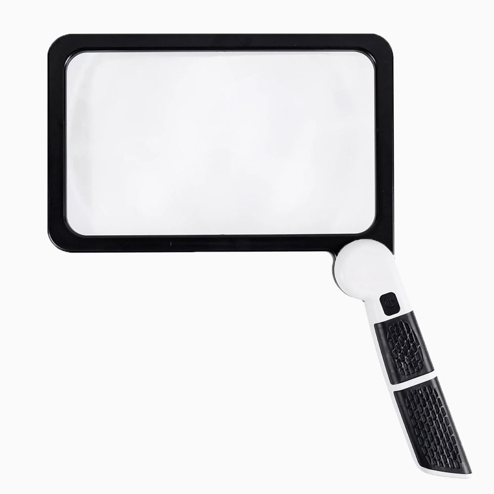 Full-Page Handheld Magnifying Glass – 5X Magnification with 48 LED Lights, Foldable Reading Magnifier for Seniors and Cr
