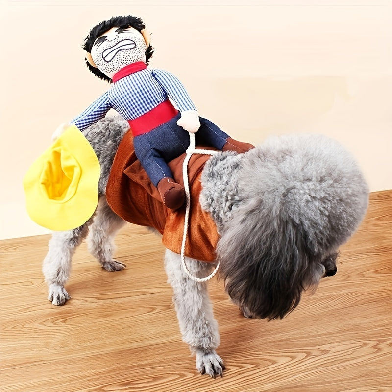 Funny Rider Dog Halloween Costume – Plush Saddle Outfit