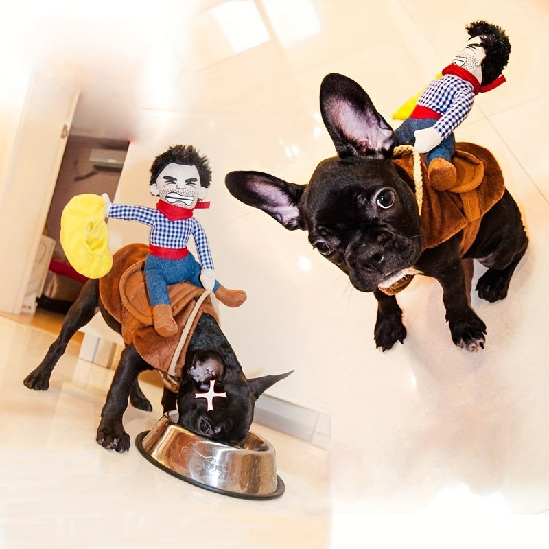 Funny Rider Dog Halloween Costume – Plush Saddle Outfit