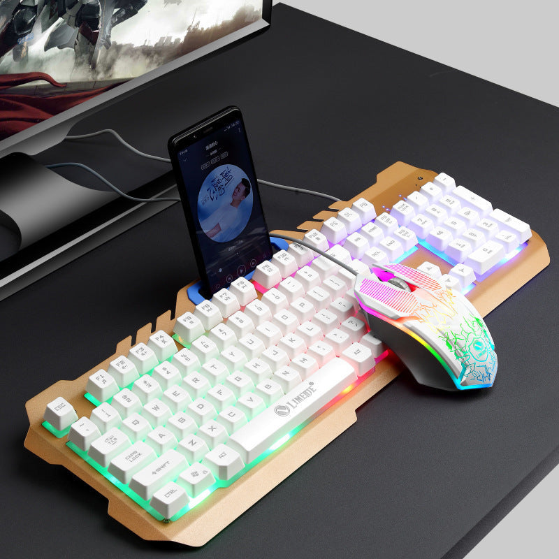 Gaming Keyboard with Integrated Smartphone Stand and RGB Synchronization