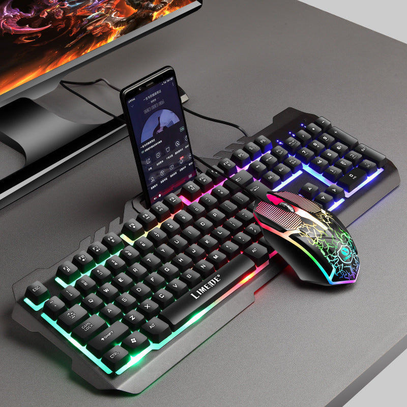 Gaming Keyboard with Integrated Smartphone Stand and RGB Synchronization