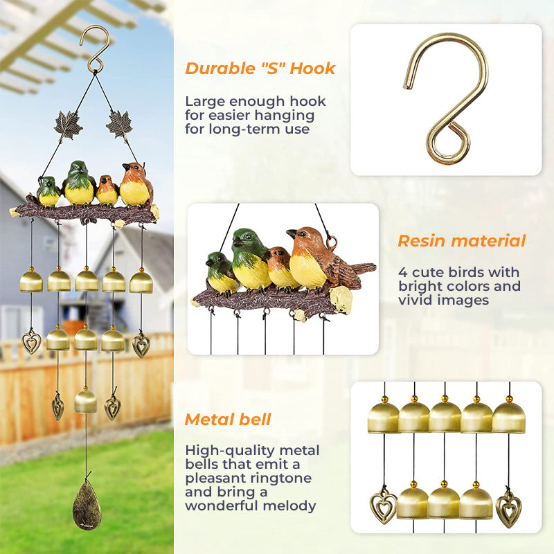 Garden Wind Chime with Bird Family