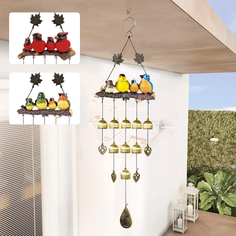 Garden Wind Chime with Bird Family