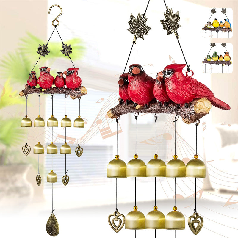 Garden Wind Chime with Bird Family
