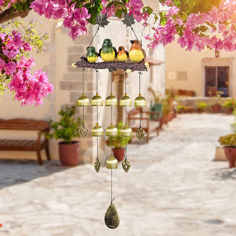 Garden Wind Chime with Bird Family