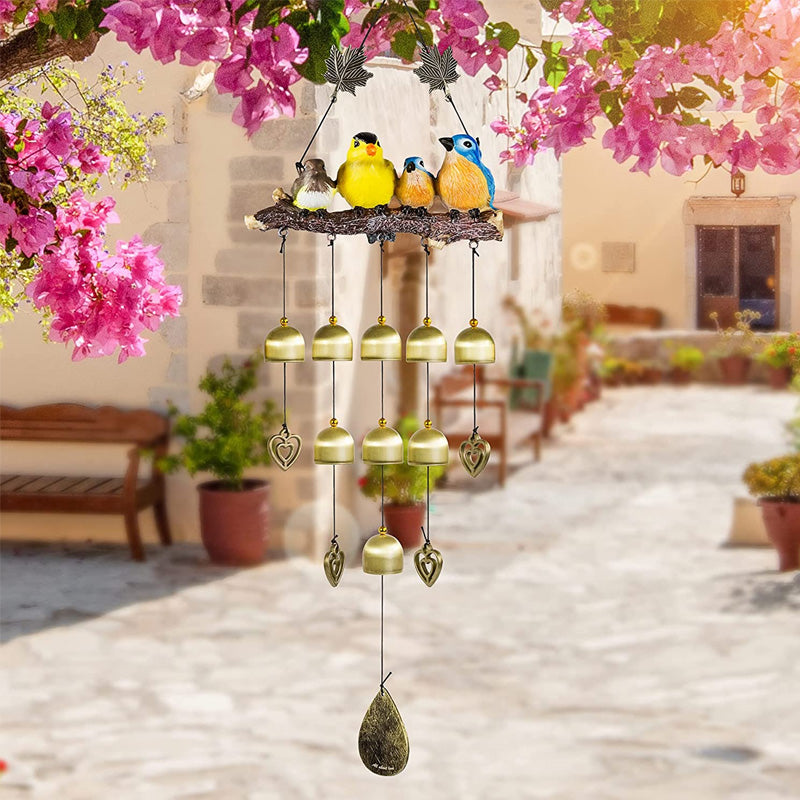 Garden Wind Chime with Bird Family