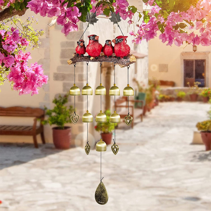 Garden Wind Chime with Bird Family