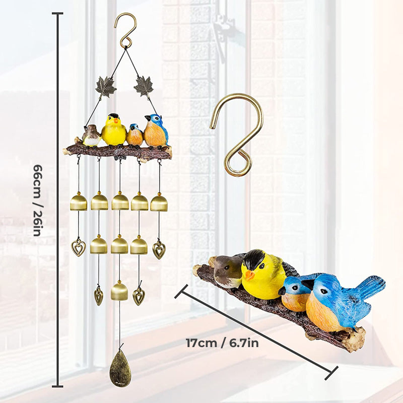 Garden Wind Chime with Bird Family