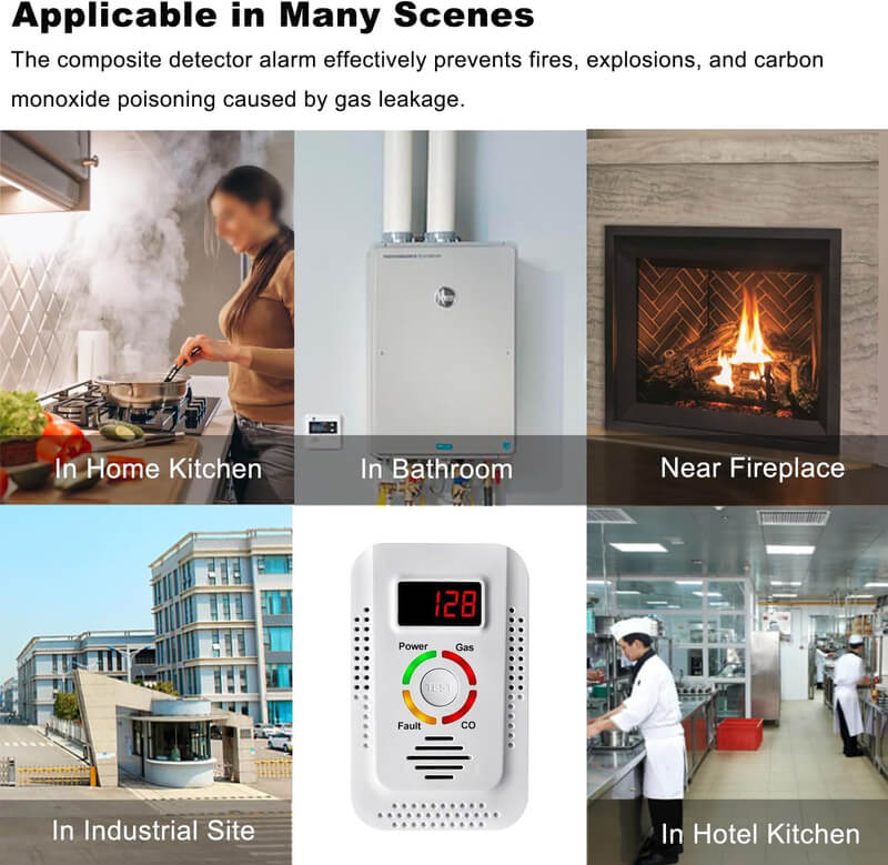 Gas Leak & Carbon Monoxide Detector Alarm for Home