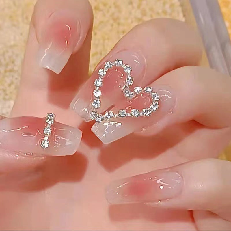 Gel Press-On Nails with Heart Accents