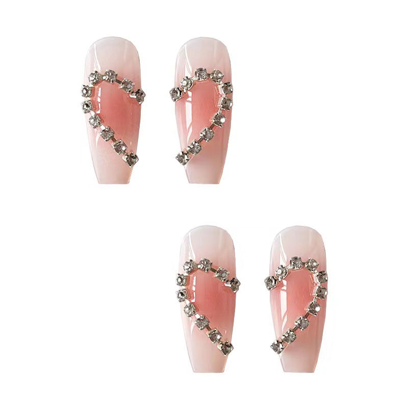Gel Press-On Nails with Heart Accents
