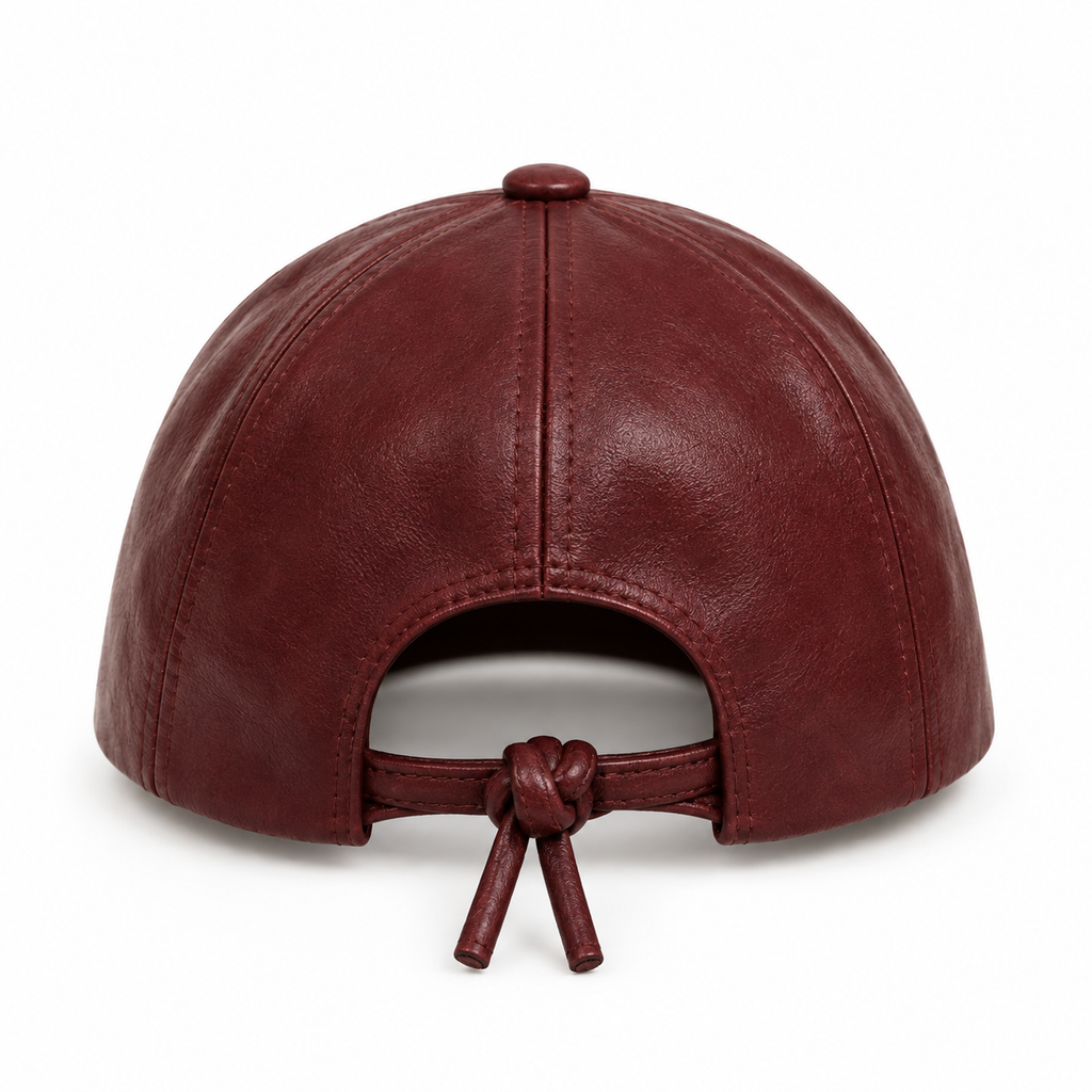 Burgundy Vegan Leather Baseball Cap Adjustable