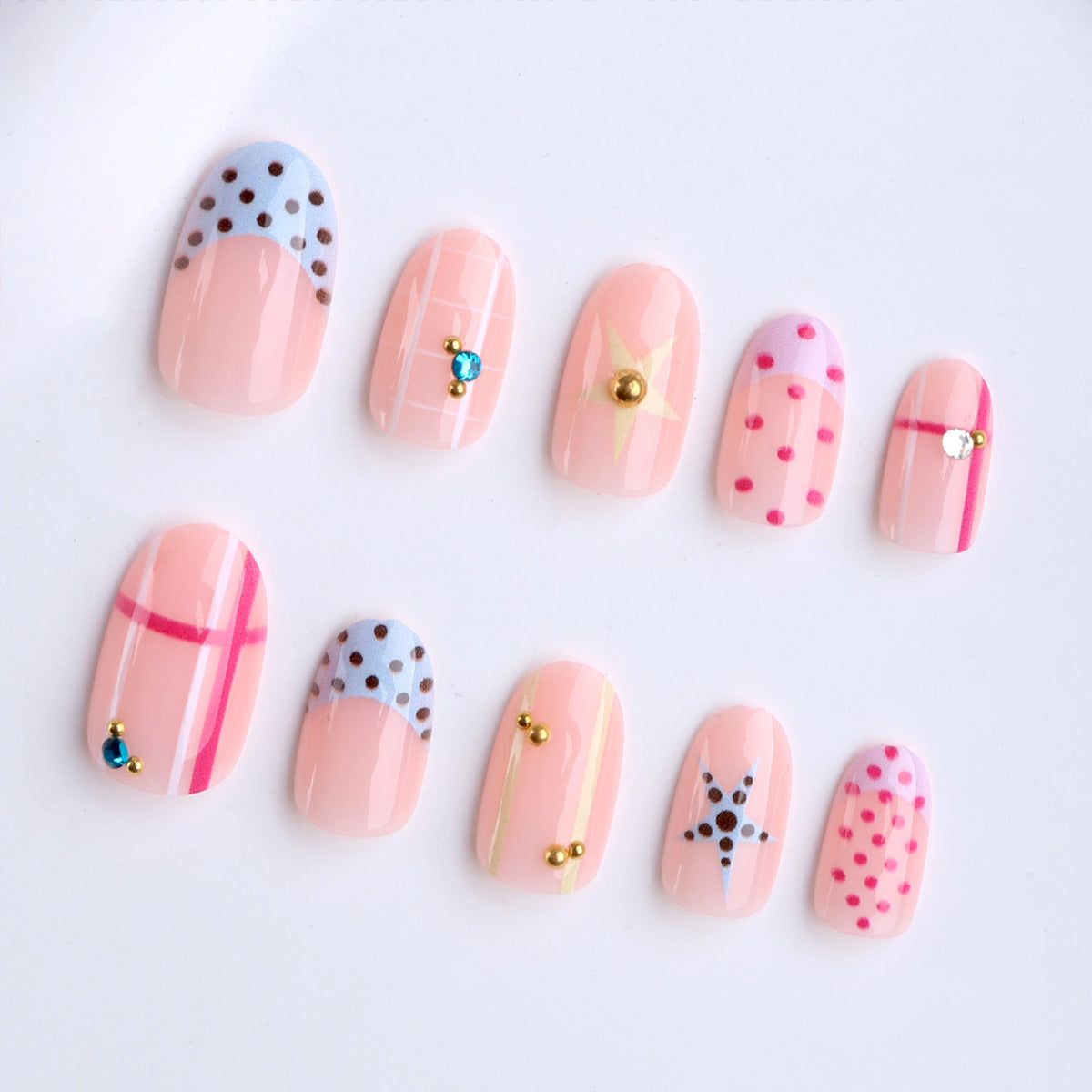 Geometric Accent Press-On Nails