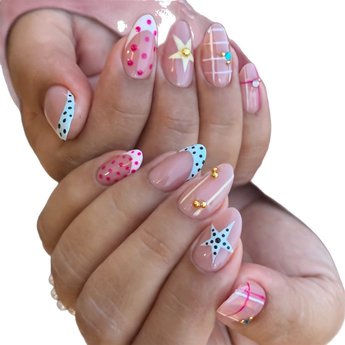 Geometric Accent Press-On Nails
