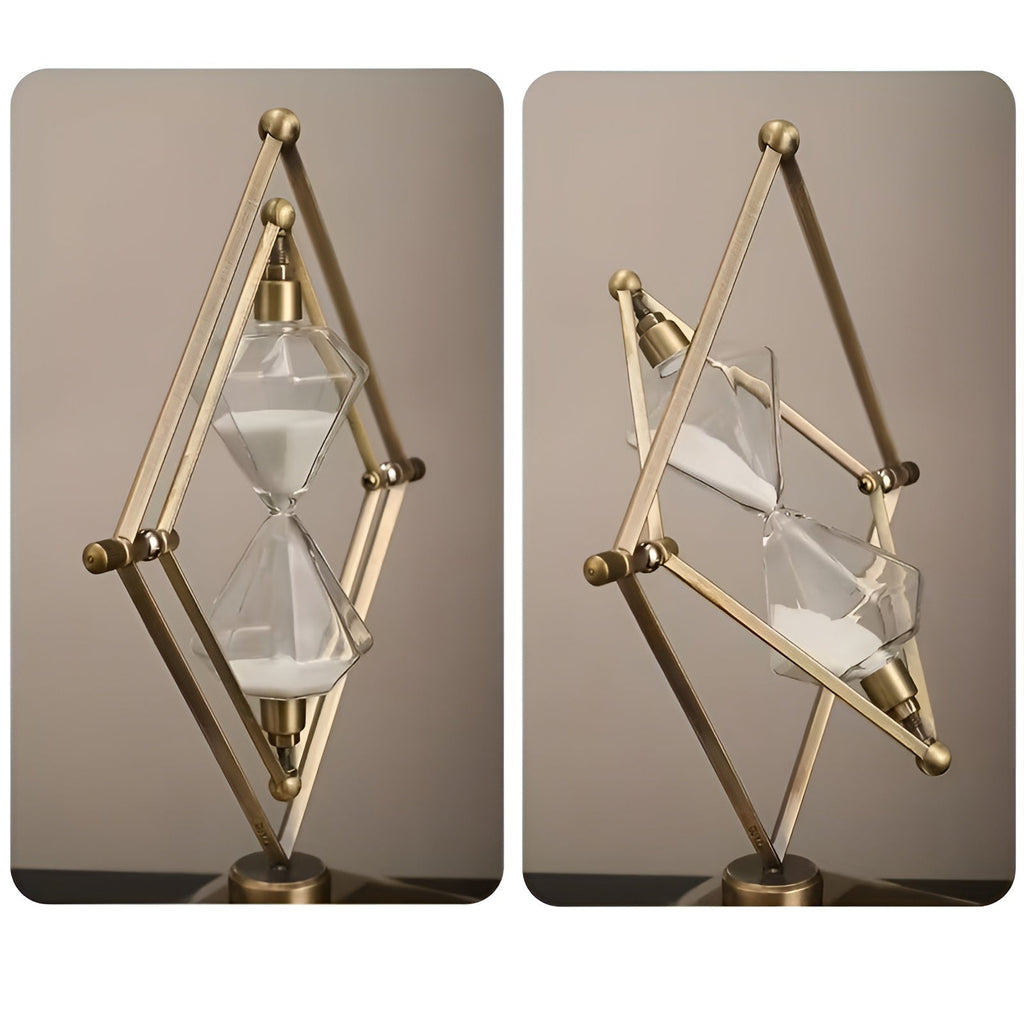 Geometric Metal Frame Hourglass – Meditation Timer with White Sand