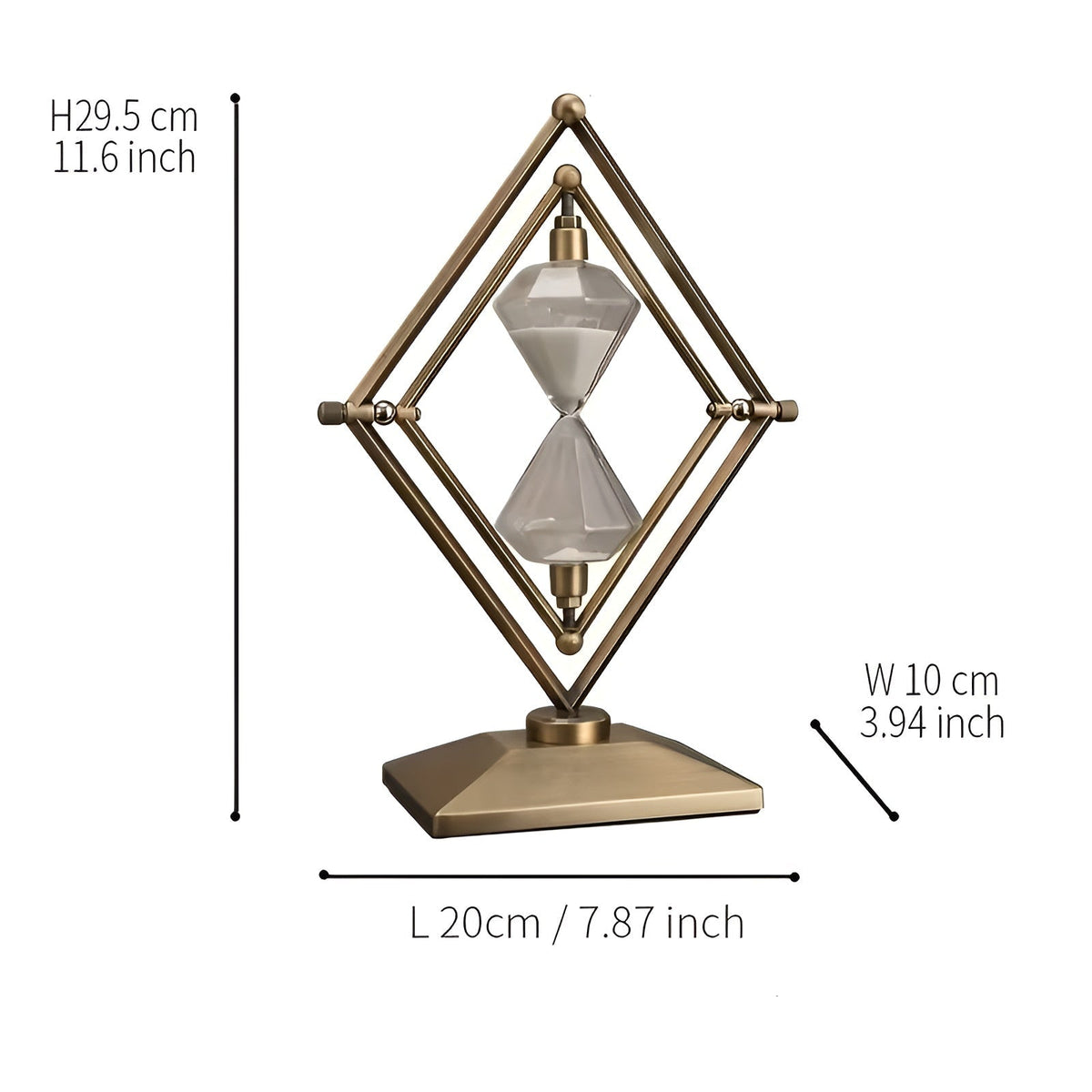 Geometric Metal Frame Hourglass – Meditation Timer with White Sand