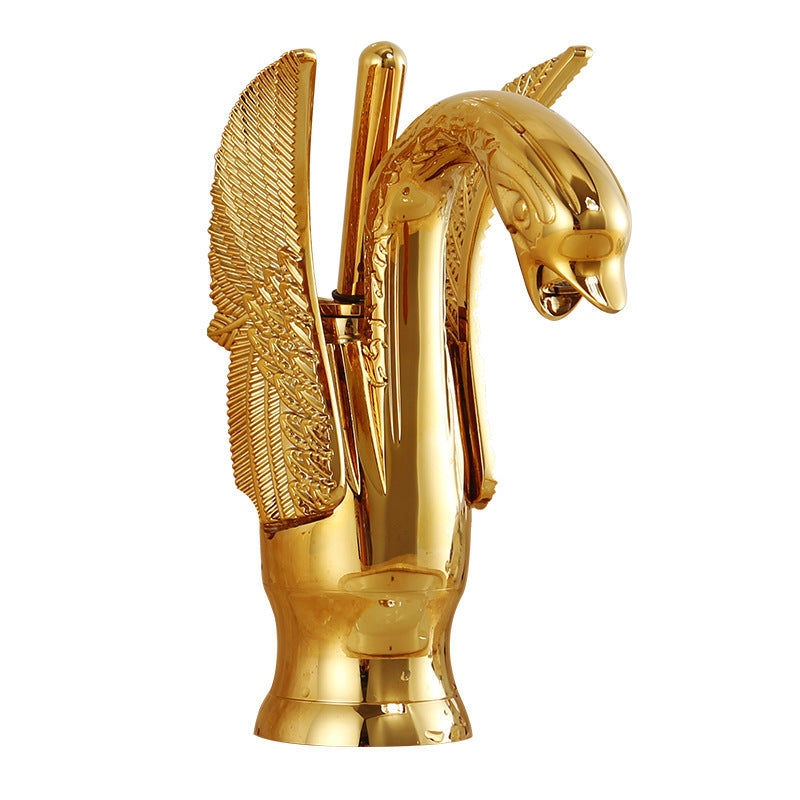 Golden Swan Basin Faucet with Hot and Cold Water Control