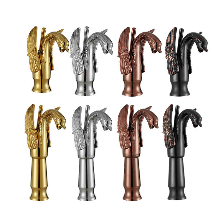 Golden Swan Basin Faucet with Hot and Cold Water Control