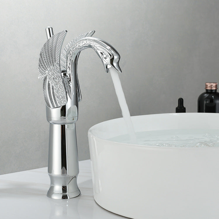 Golden Swan Basin Faucet with Hot and Cold Water Control