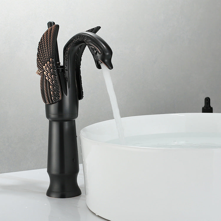 Golden Swan Basin Faucet with Hot and Cold Water Control