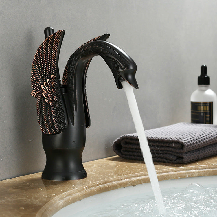 Golden Swan Basin Faucet with Hot and Cold Water Control