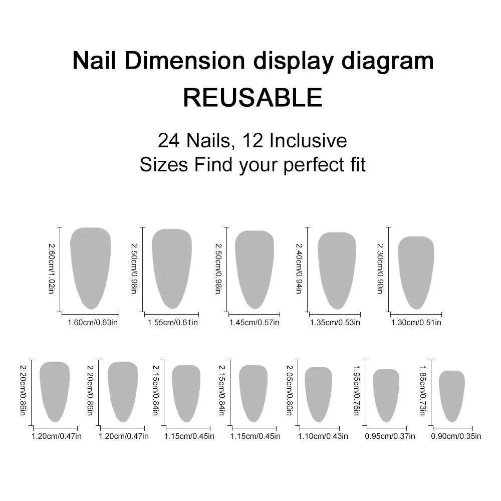 Gradient Press-On Nails with 3D Accents