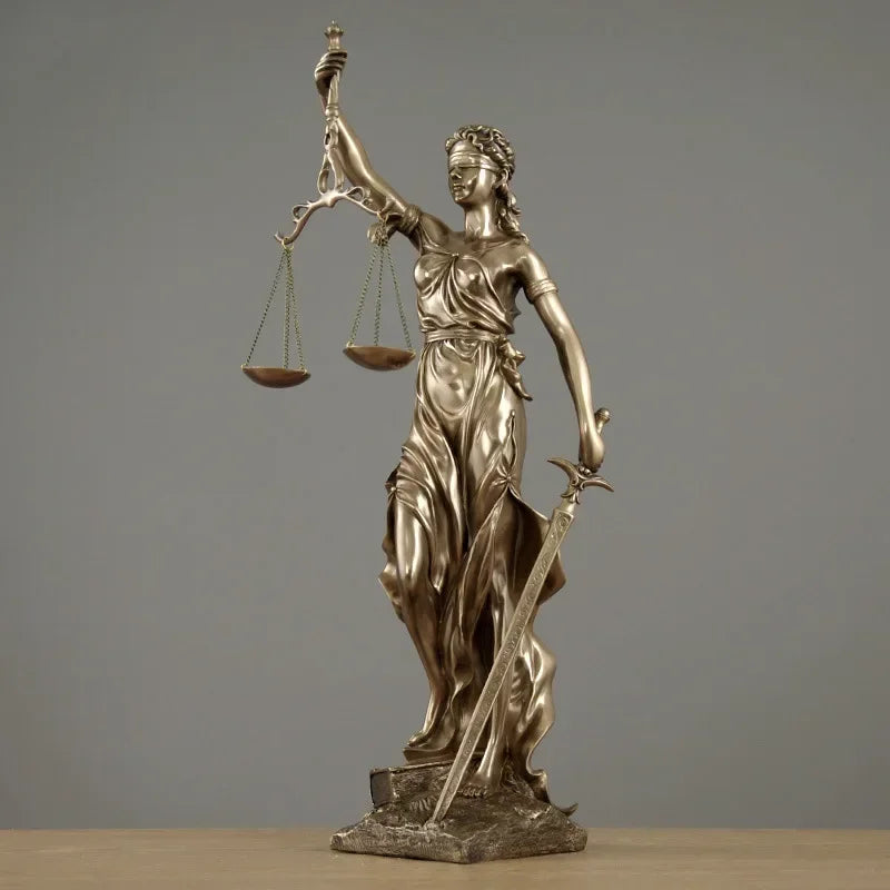 Greek Goddess of Justice Statue – Antique Bronze Resin Sculpture for Home & Office Decor