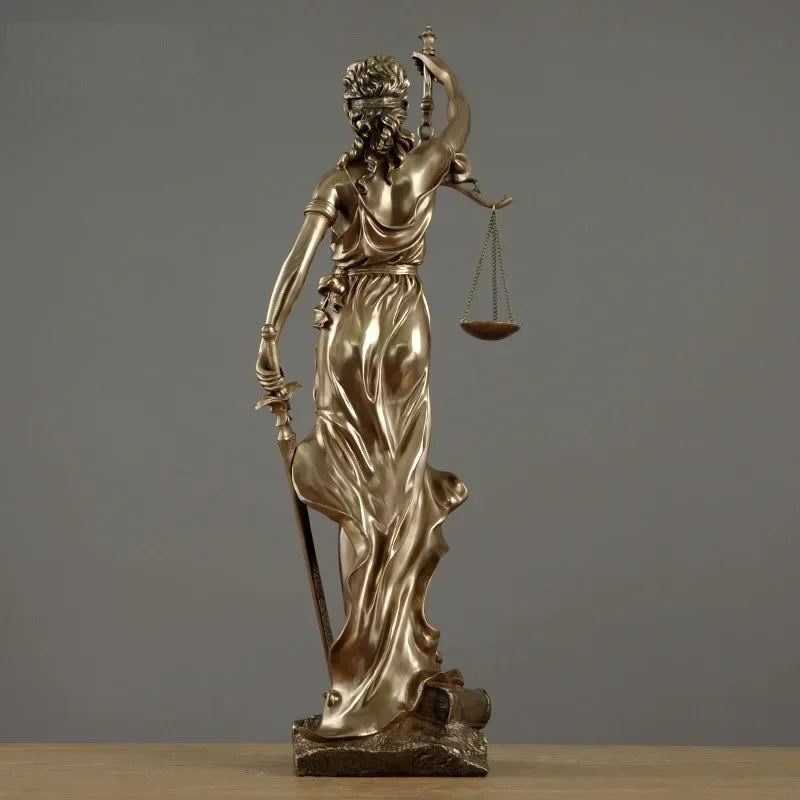 Greek Goddess of Justice Statue – Antique Bronze Resin Sculpture for Home & Office Decor