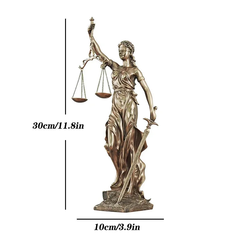 Greek Goddess of Justice Statue – Antique Bronze Resin Sculpture for Home & Office Decor