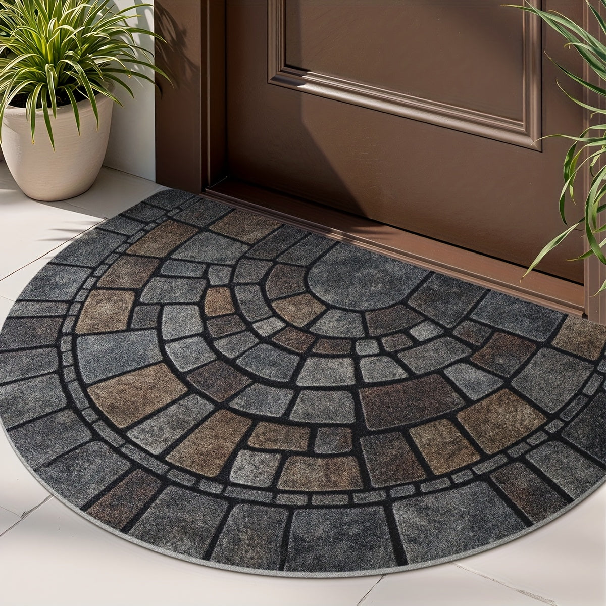 Half-Circle Mosaic Door Mat | Indoor & Outdoor Use