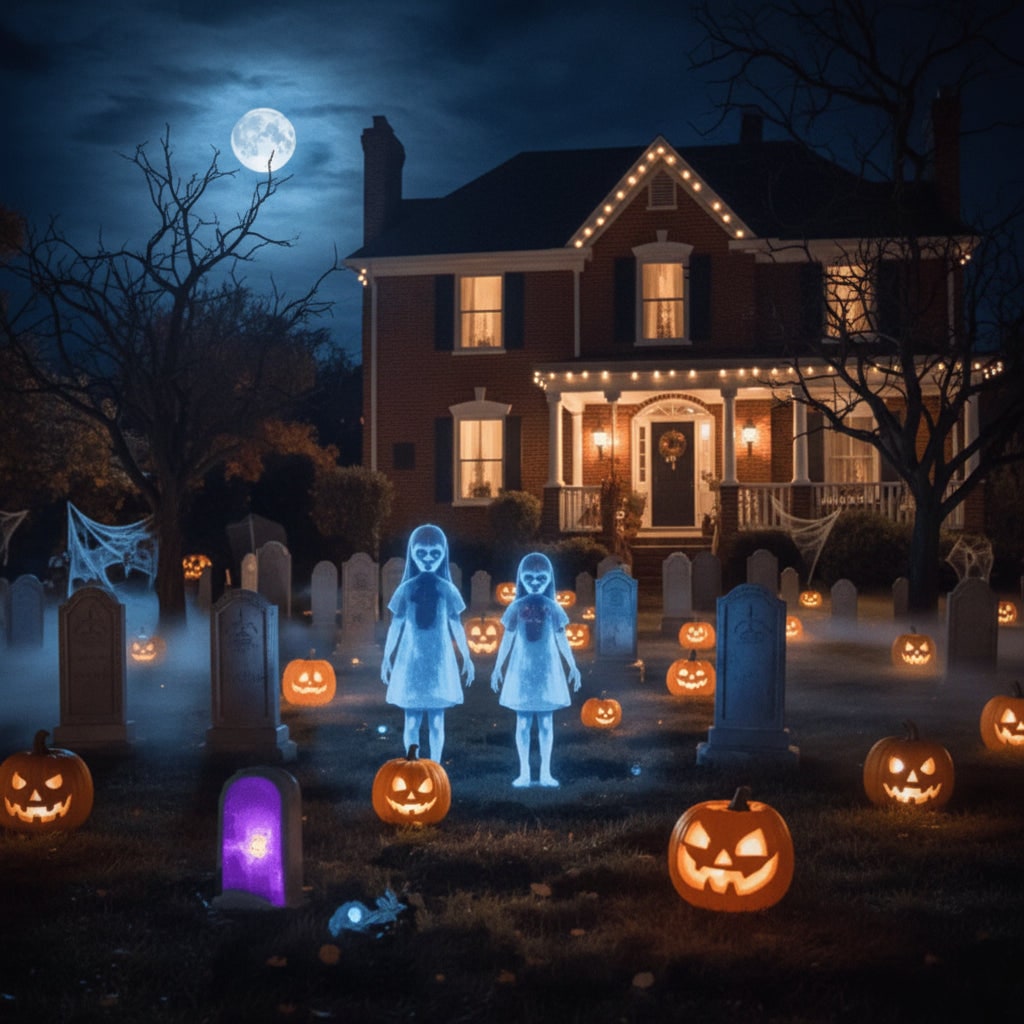 Halloween Glowing Ghost Yard Decoration with LED Eyes and Motion Sensor