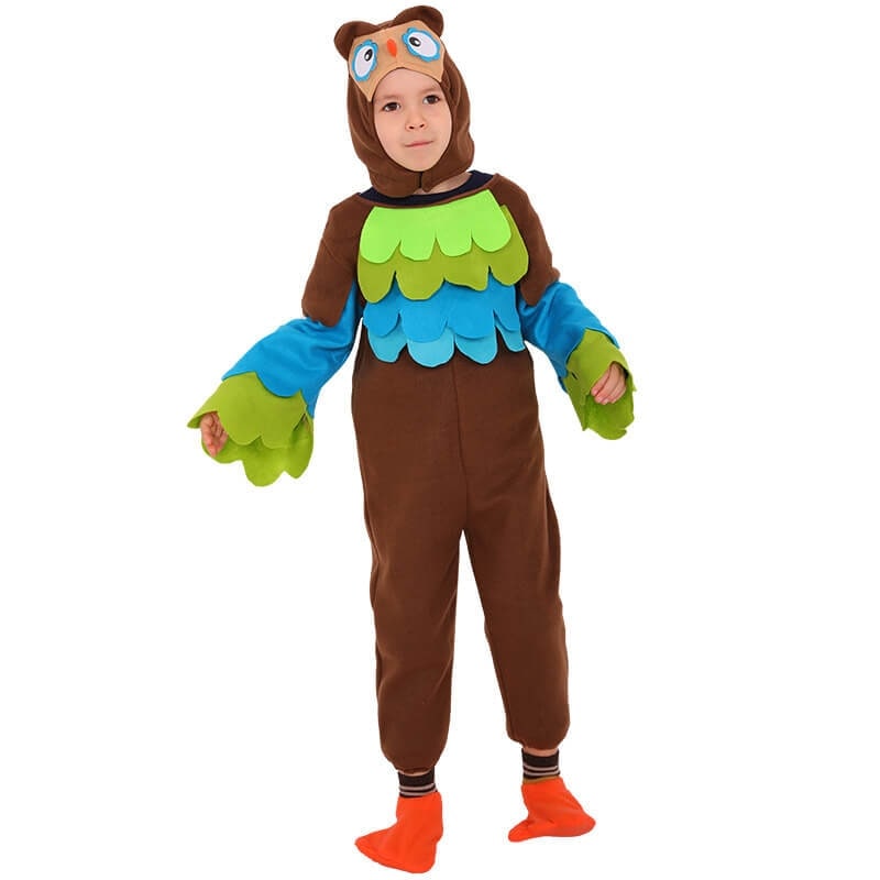 Halloween Kids' Plush Animal Costume with Hood and Mittens