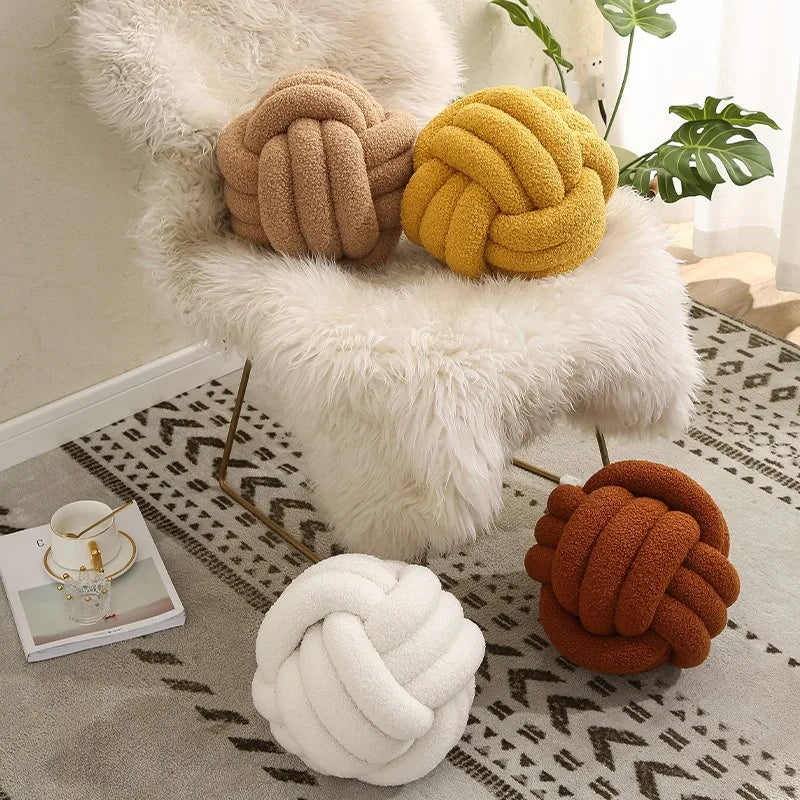 Hand-Knotted Ball Throw Pillow - Cozy Sheepskin